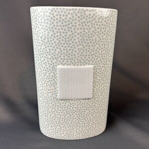 Happy Everything Coton Colors Laura Johnson Gray Polka Dot Oval Vase 10" Tall